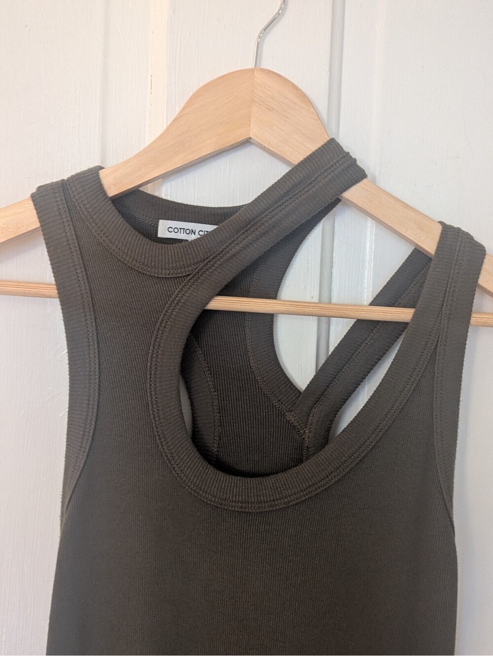 COTTON CITIZEN DEEP OLIVE RACERBACK MIDI DRESS | SIZE M